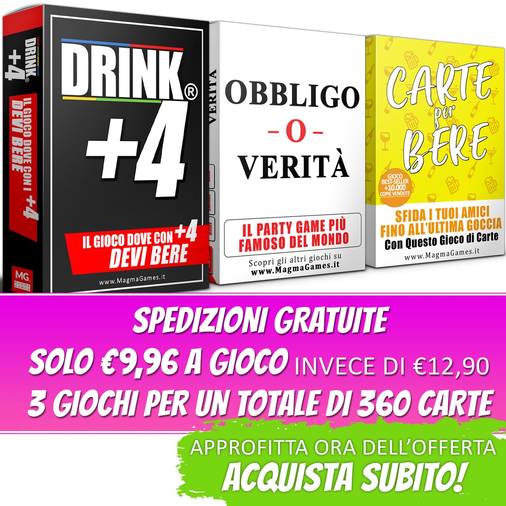 COLLEZIONE PARTY - Carte per Bere + Obbligo o Verità + DRINK +4 – Magma  Games Italia